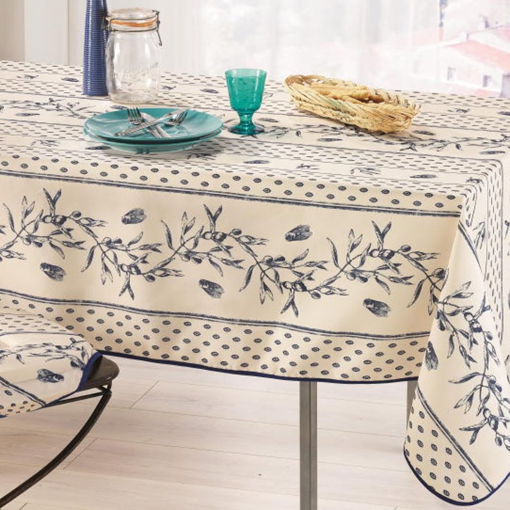 60x120 RECTANGLE CICADAS OLIVE BLUE TABLECLOTH NEW